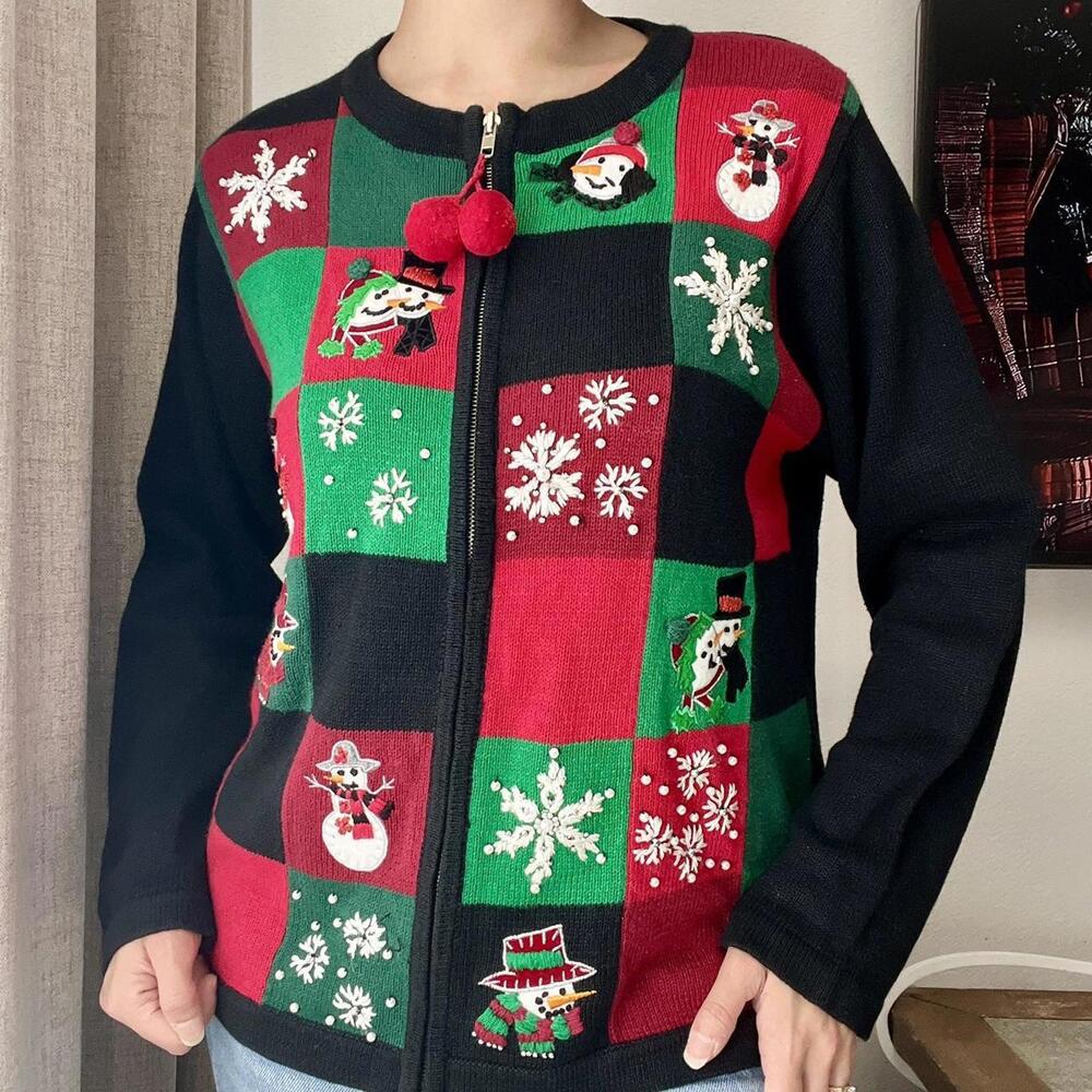 Vintage Victoria Jones Snowman Christmas Sweater – Size M